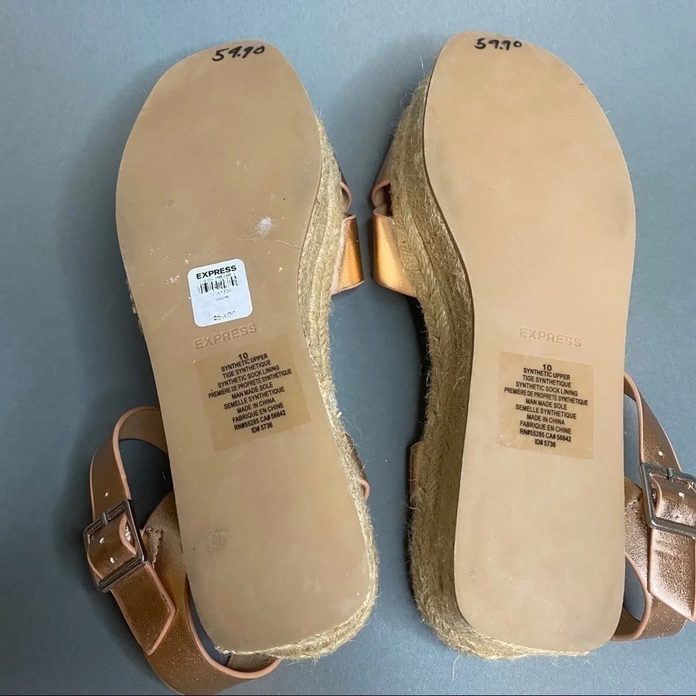 Express Rose Gold Platform Espadrilles Size 10​​​​​​​​​​​​​​​​​​​​​​